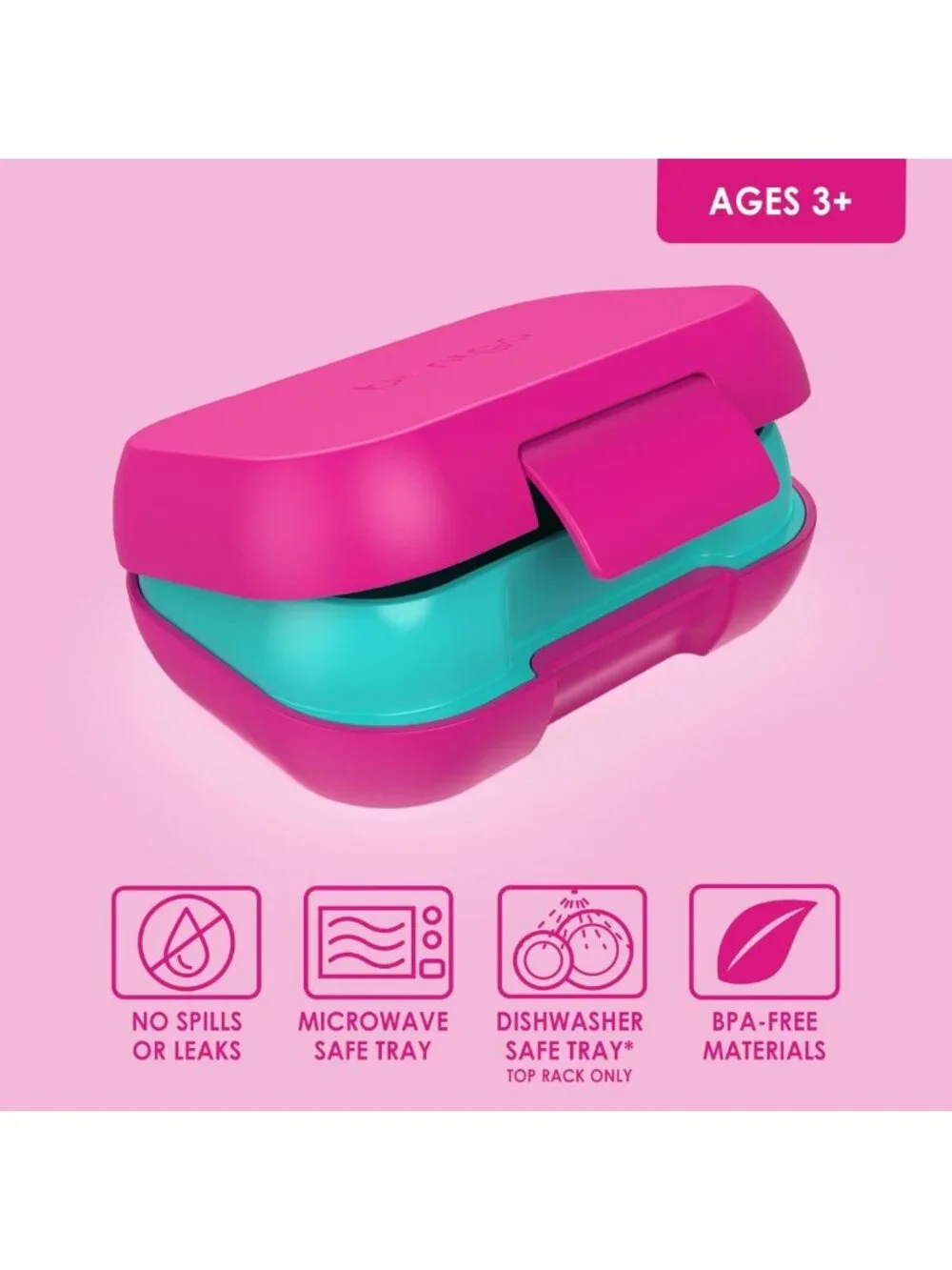 Leak-Proof Kids Snack Container | 2 Compartment Bento Box for Lunch & Snacks